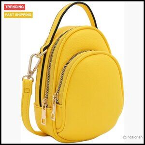 Mini Crossbody Bag Faux Leather Two Compartment Chic Everyday Adjustable Strap